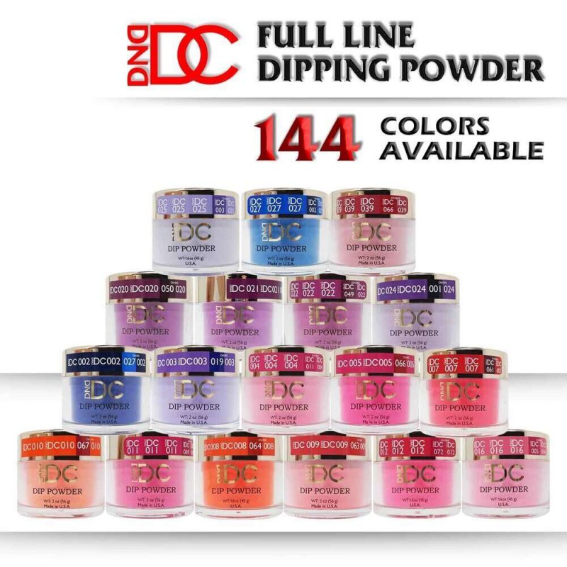 DC Dipping Powder, Full line of 144 colors (from DC001 to DC144), 1.6oz